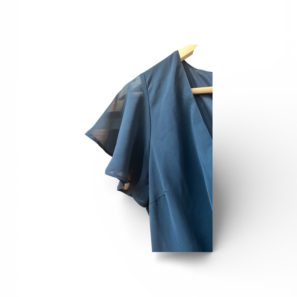 Lulu's Navy Blue V-Neck Ruffle Mini Dress - Picture 4 of 11